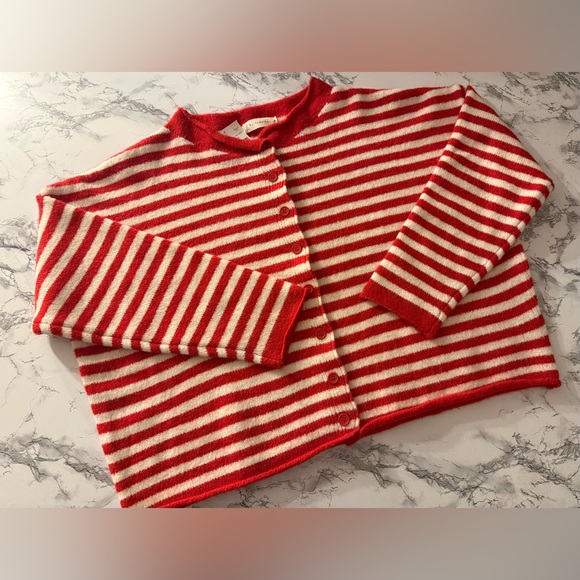 Red and White Striped Cardigan - Picture 2 of 5